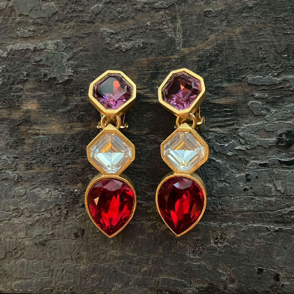 Elegant colorful clip on earrings